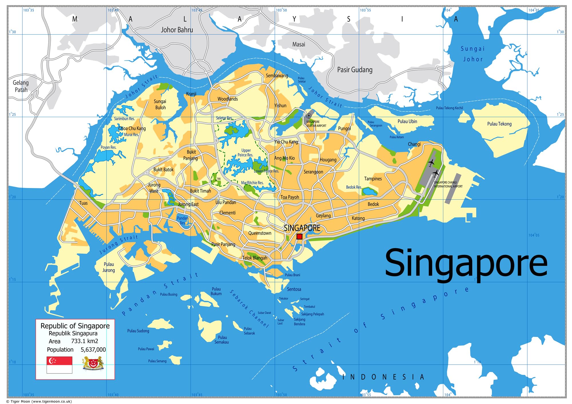 Singapore Physical Map Maps Singapore singapore-physical-map-maps-singapore