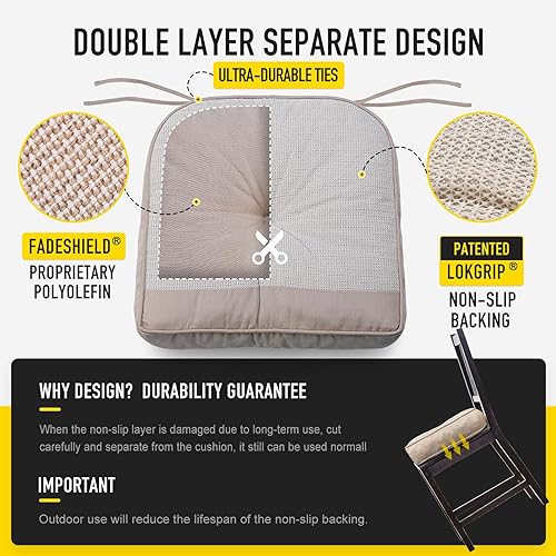 Miniatura 6 de SUNROX LokGrip - Cojines de espuma viscoelástica de gel antideslizante para sillas de comedor, alivio del dolor de coxis, resistentes a las manchas,