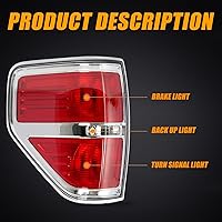 Vista 3 de RANSOTO Luz Trasera F150 Compatible con Ford F-150 2009 2010 2011 2012 2013 2014 Izquierda Lámpara de Freno Trasera Lateral del Conductor - Acabado