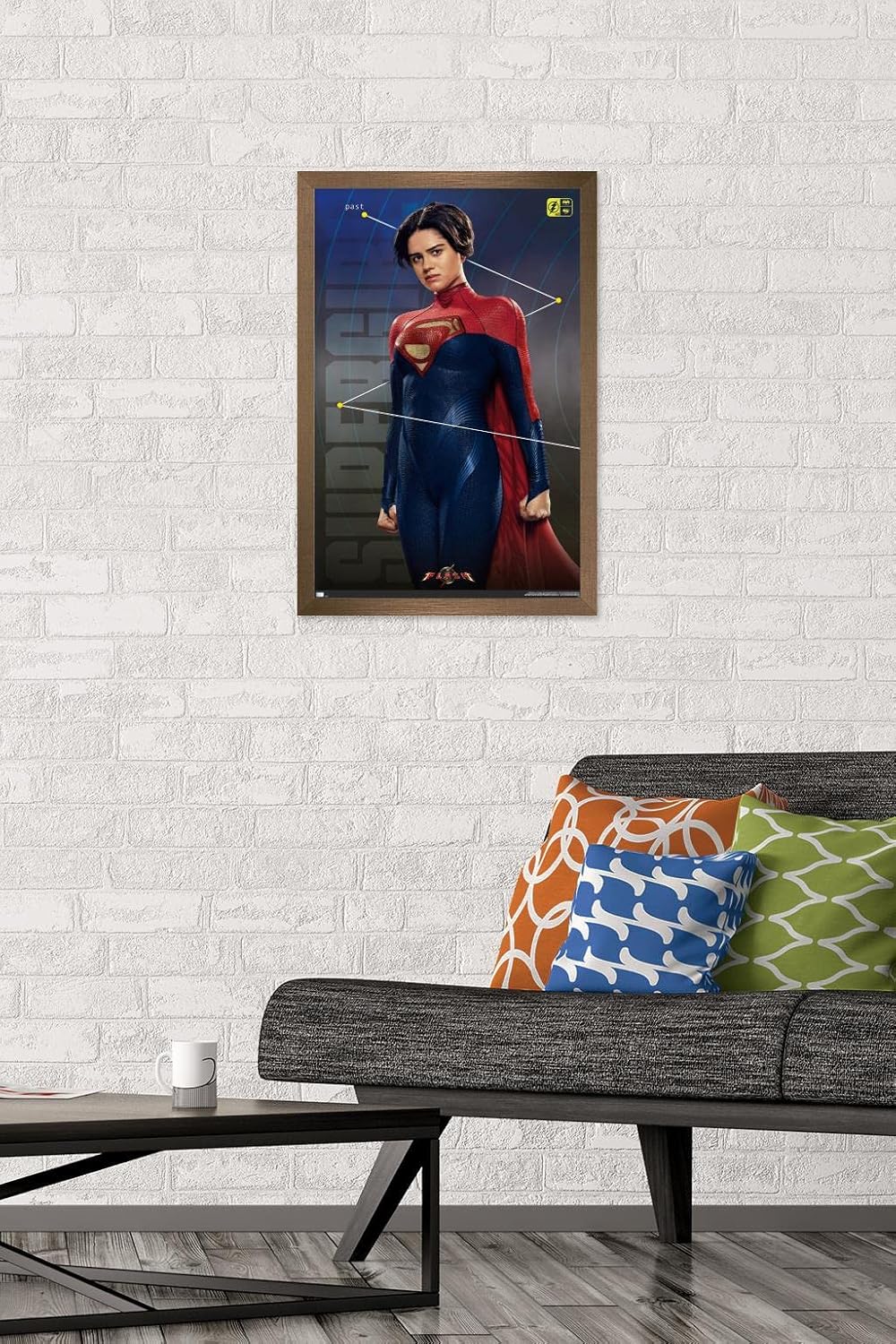 Trends International DC Comics Movie The Flash - Supergirl Triptych Wall Poster, 22.4L x 14.7W, Bronze Framed Version
