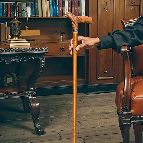 Miniatura 4 de Bastón de madera tallada a mano, fabricado en Estados Unidos, ergonómico, elegante, para hombres y mujeres, soporta hasta 400 libras, proporciona