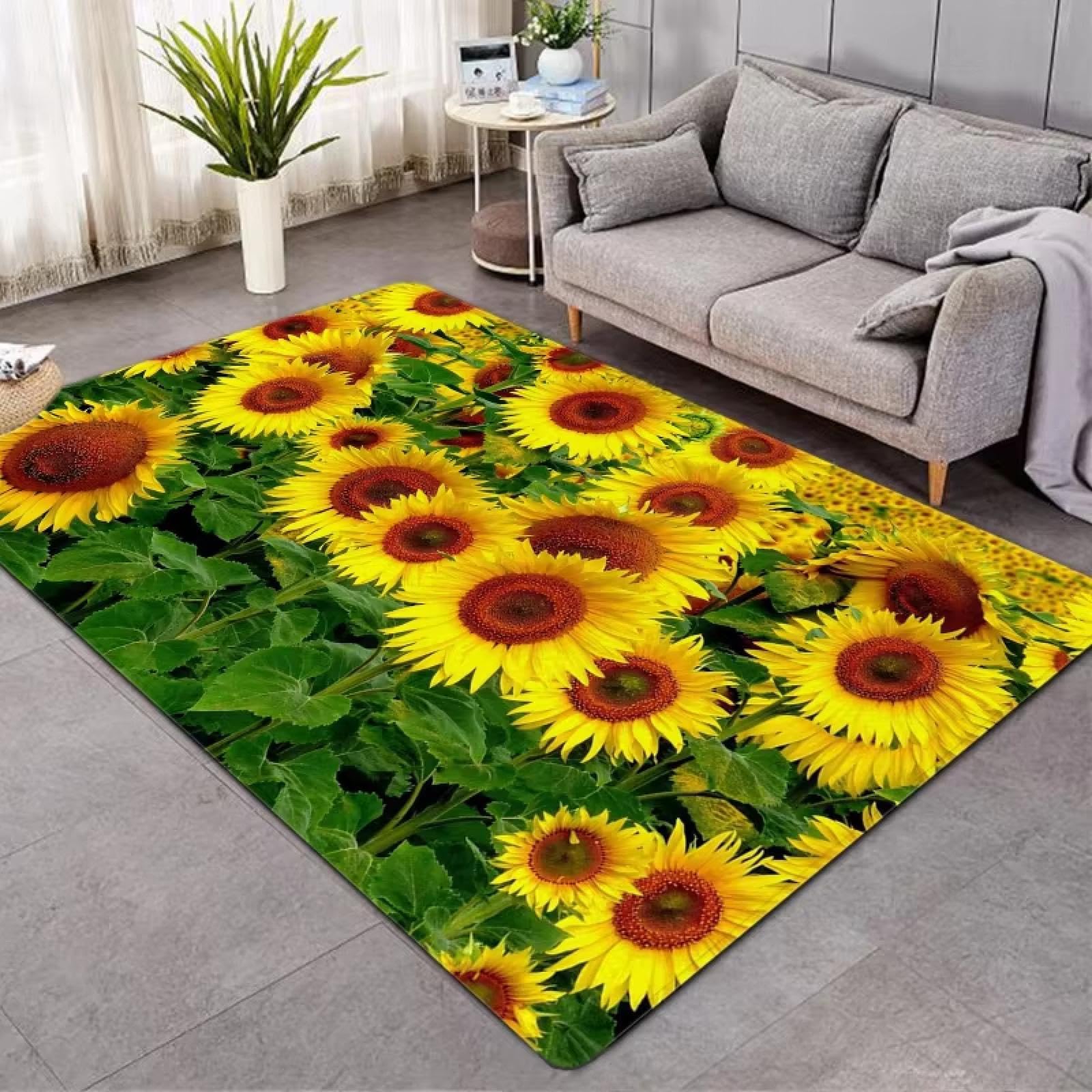 Alfombra de Girasol para Dormitorio y Mesita de Noche Confortable Decoración de 60x100cm