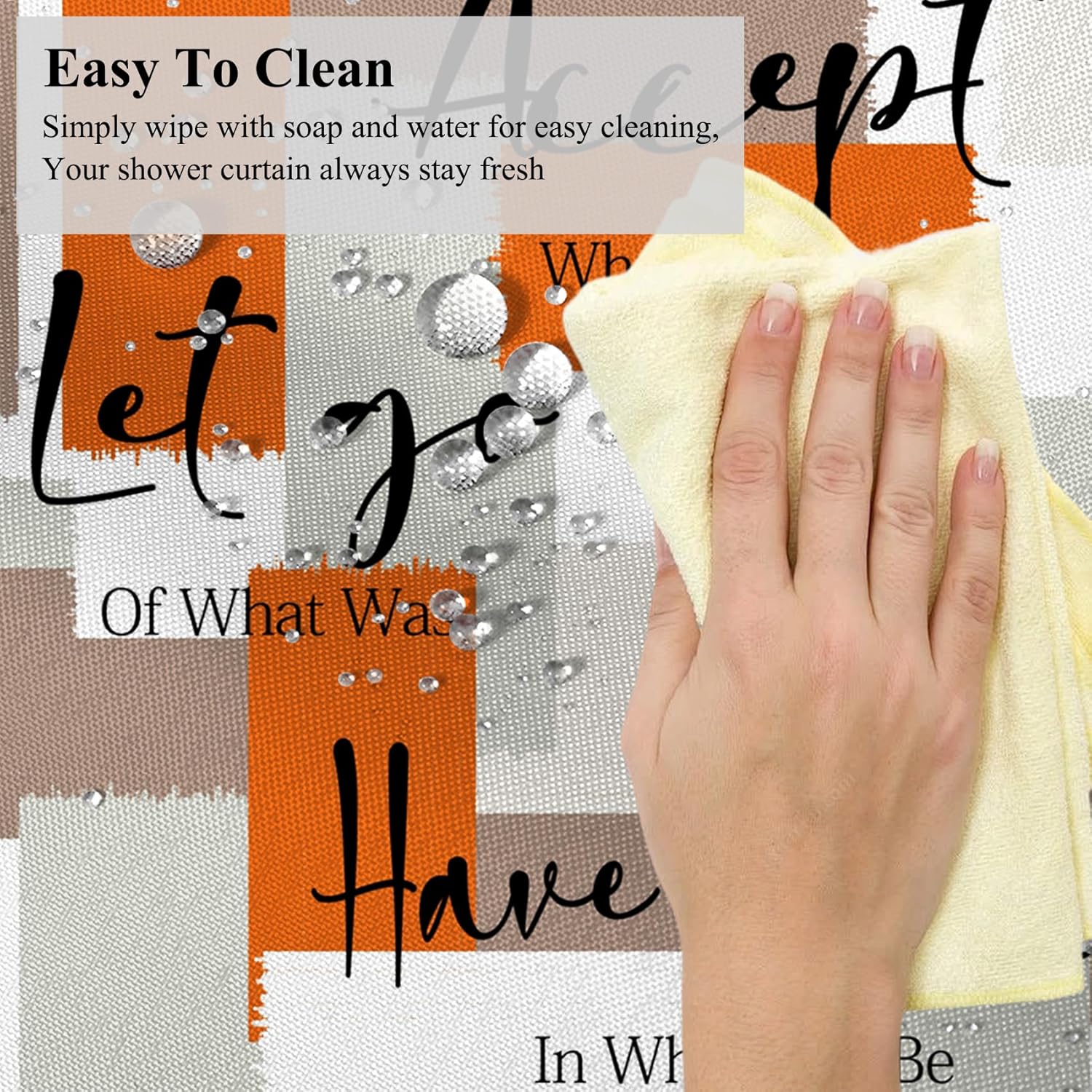 Modern Geometric Orange Gray Shower Curtain Abstract Hippie Art Printed Bath Curtain Waterproof Washable Fabric Bathroom Bathtub Decor Shower Curtain Set with Hooks 72x84 Inch