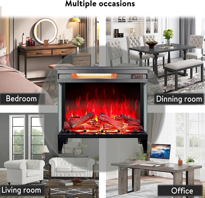 Calefactor eléctrico de 3 lados, 24 pulgadas, sin montaje, control remoto, 1500W miniatura 6