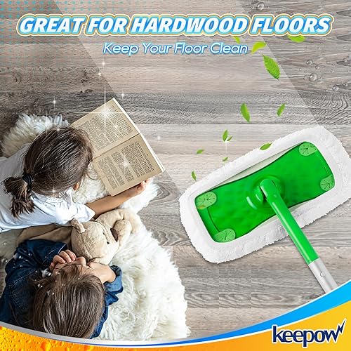 Miniatura 6 de KEEPOW Paños reutilizables de limpieza en secohúmedo compatibles con Swiffer Sweeper, almohadillas de microfibra lavables para limpieza de suelos de