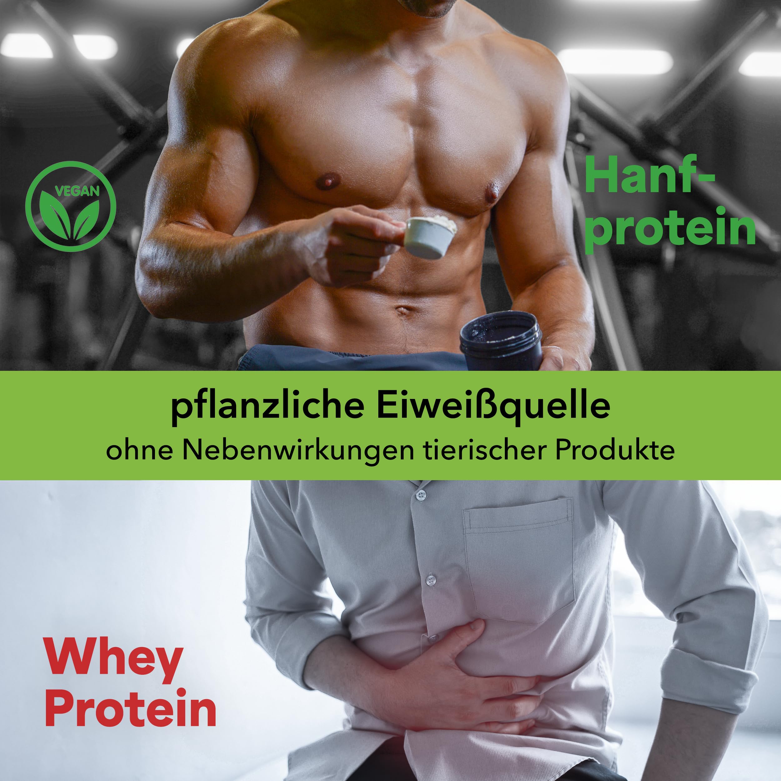 regionales Hanf Protein Pulver 1 kg [MIT 55% PROTEIN] - inkl. LECKERE E-Rezepte - veganes Proteinpulver mit Magnesium & Aminosäuren für Muskelaufbau - wasserlösliches Hanfprotein