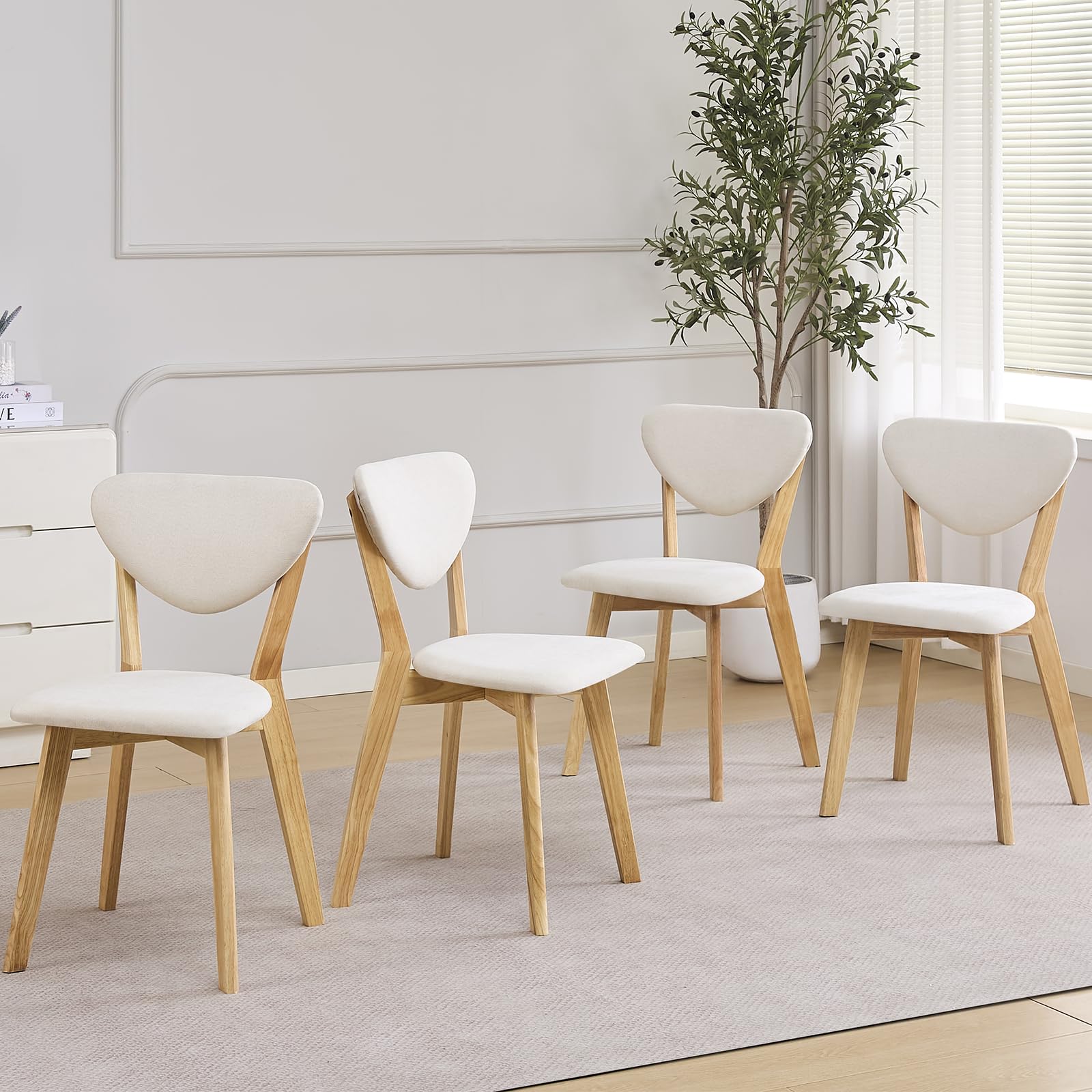 paonne Wood Louis Dining Chairs Set of 4 with Solid Wood Legs/Frame and Fixed Cushion, Armless, for Kitchen & Dining/Small Space/Apartment/Restaurant — image 1