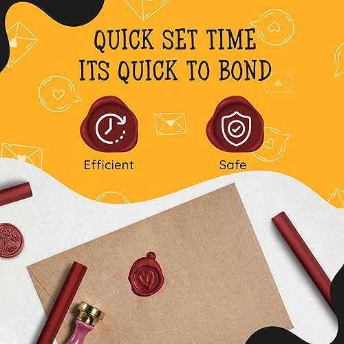 Miniatura 3 de Artellius Varillas de cera de sellado prémium (paquete de 30 unidades) para pistola de pegamento para sellos, cera de sellado de sobre para sellos