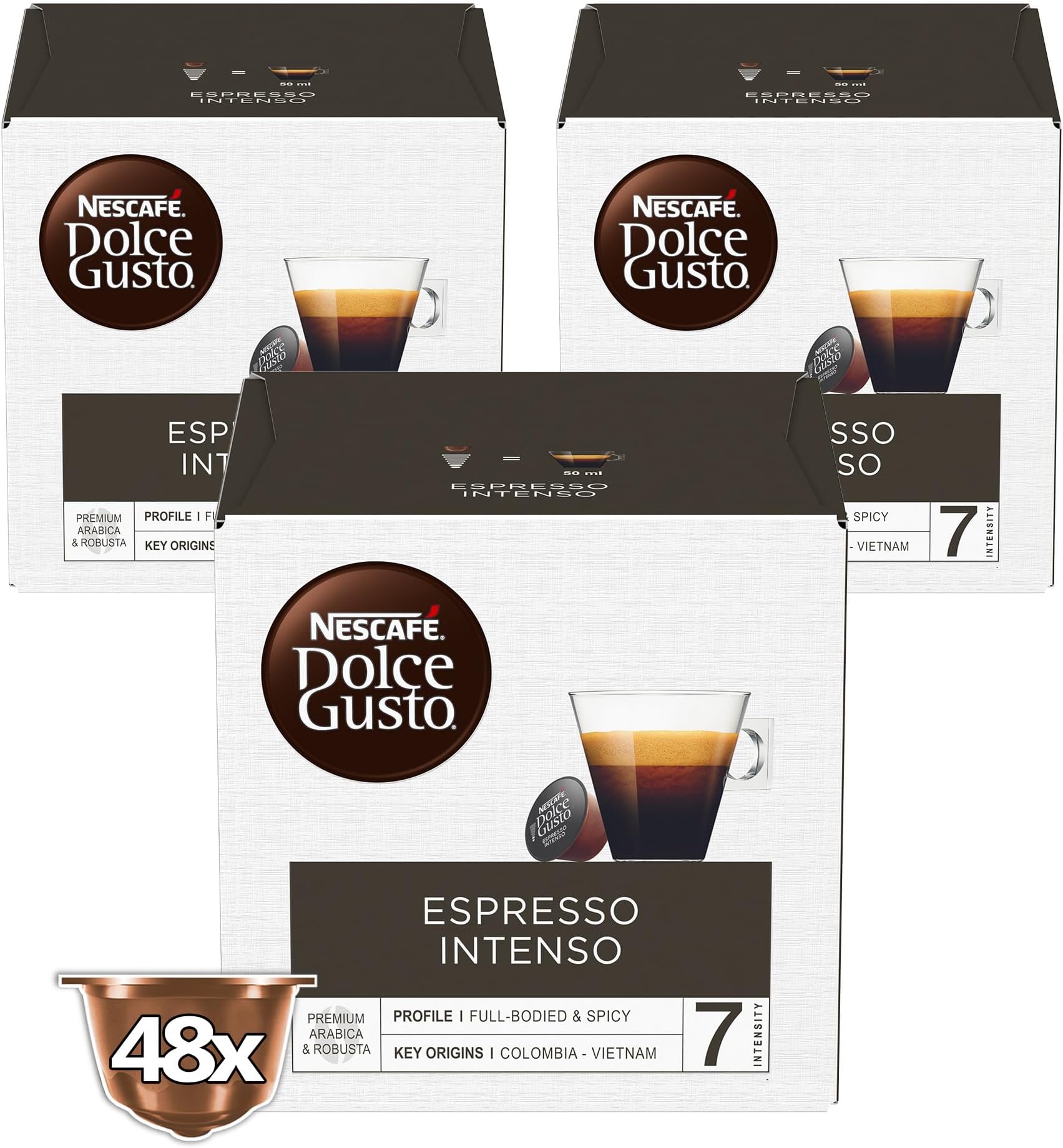 Nescafe Dolce Gusto Espresso Intenso Coffee Capsules, Pack of 3 x 16 Capsules