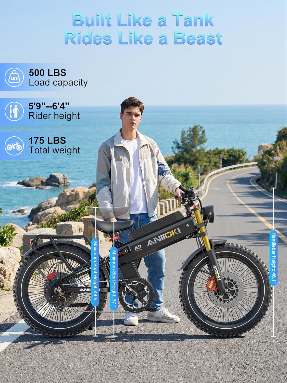 ANIIOKI 6000/7000W Dual Motor Electric Bike,46MPH 300Miles Long Range eBike,60/72V 70Ah/80Ah Battery,7-Speed,26×4.8" Fat Tire Electric Bicycles