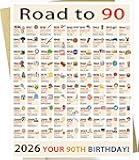 OJsensai Vintage 90th Birthday Decorations Gifts for Women Men, Giant 90 Years Old Bday Card for Mom Dad Grandma Grandpa