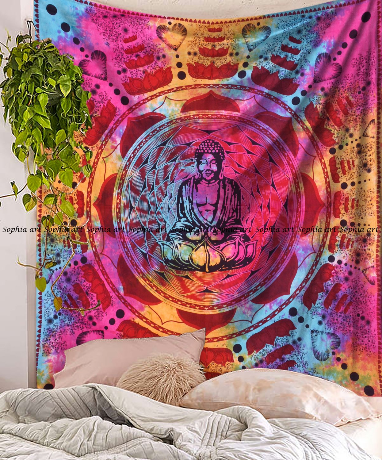 Lot De 5 Tapisseries Mandala Indiennes - Couvre-lit, Murale, Drap De Lit (240x215cm)