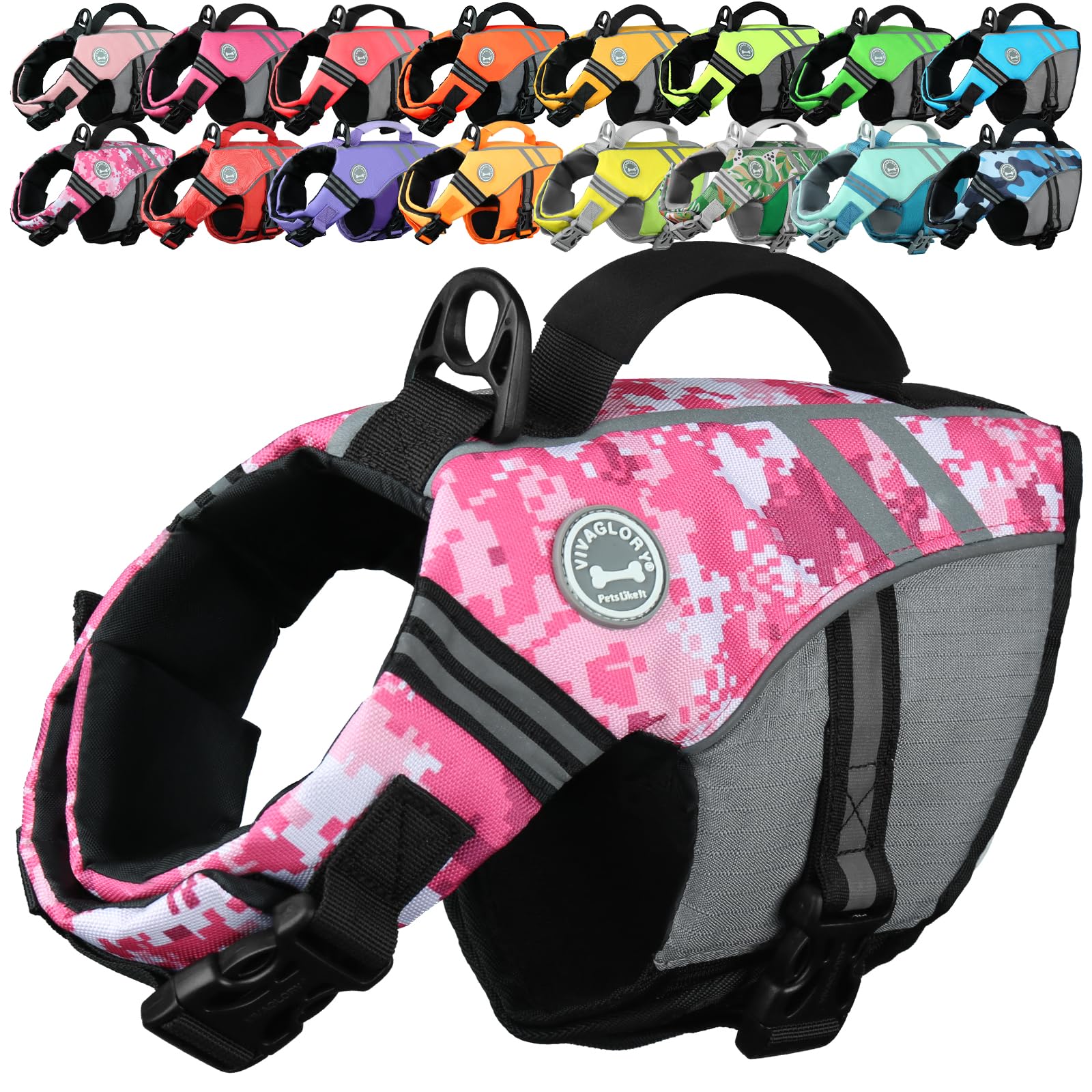 VIVAGLORY Sports Style Hundeschwimmweste, Rettungswesten Für Hunde Bootfahren, Auftrieb & Schwimmhilfe, Schwimmweste