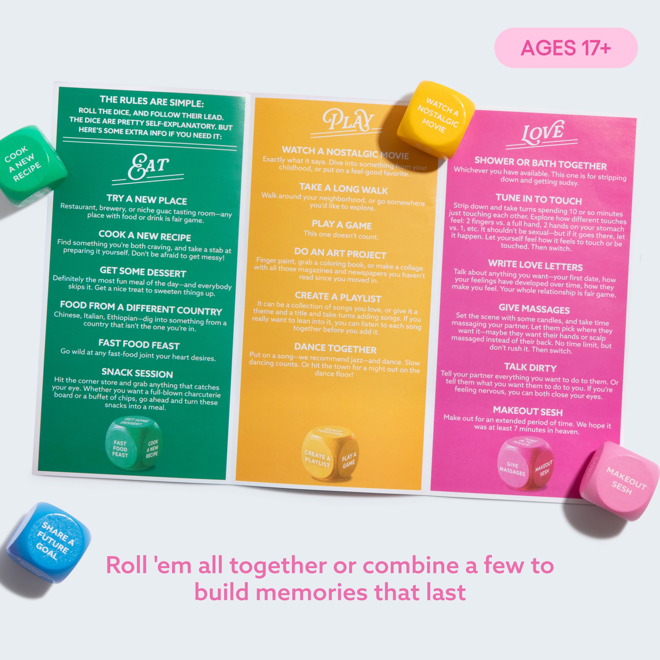 Let's Get Deep® Relatable Dados para Noches en Pareja y Citas nocturnas, más de 200 Ideas únicas, Regalo para Parejas y Bodas, Incluye 4 Dados Personalizados e Instrucciones, para Mayores de 18 años