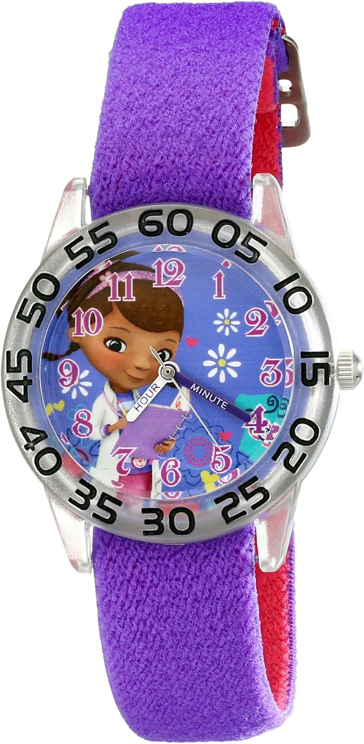 Disney Jr. Kids' Plastic Time Teacher Analog Quartz Nylon Strap Watch