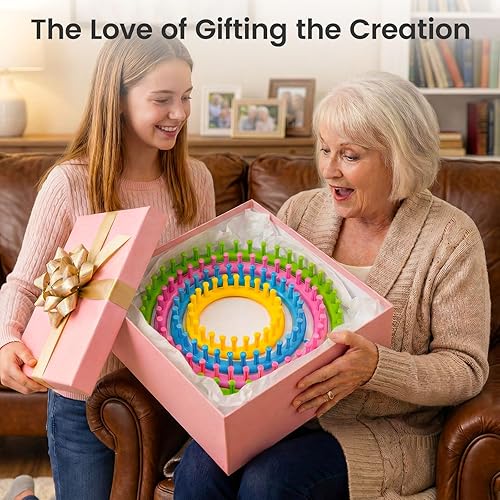 Miniatura 6 de VGOODALL 27PCS Round Knitting Loom Kit, Circular Loom Set with Hook Needles 20 Colorful Yarns Knitting Supplies for Hat Scarf Shawl Sweater Sock,