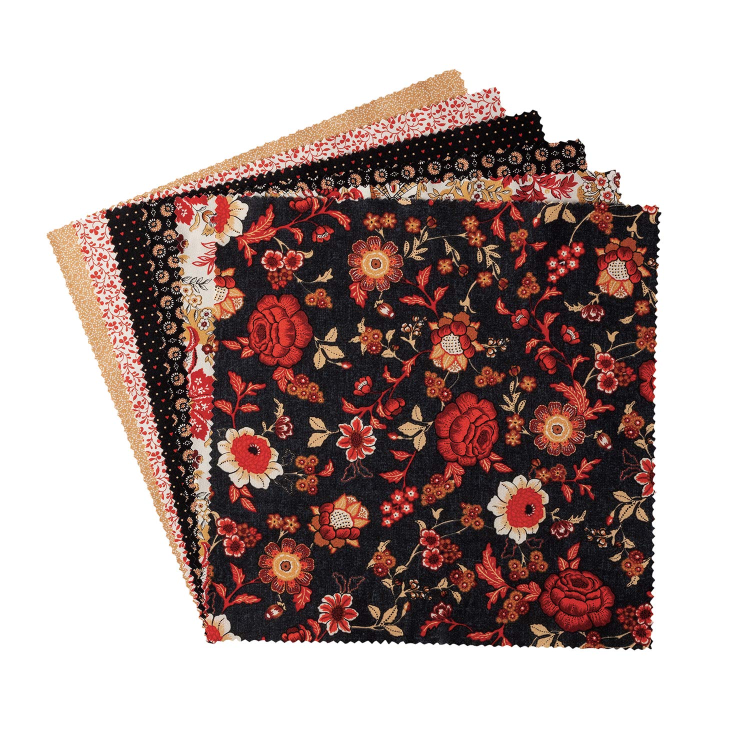 Connecting Threads Print Collection Precut Cotton Quilting Fabric Bundle 10" Stack Square (Fair Fable)