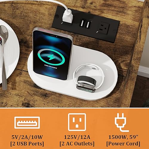 Miniatura 4 de Soporte para tocadiscos con almacenamiento de vinilo marrón soporte giratorio de 33 pulgadas de madera, mesa de reproductor de discos de vinilo con