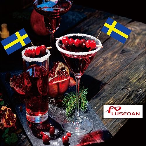 Miniatura 4 de Bandera de palillo de dientes de Suecia, mini cóctel sueco, decoración de cupcakes de frutas, banderas, decoración de palitos de alimentos, paquete