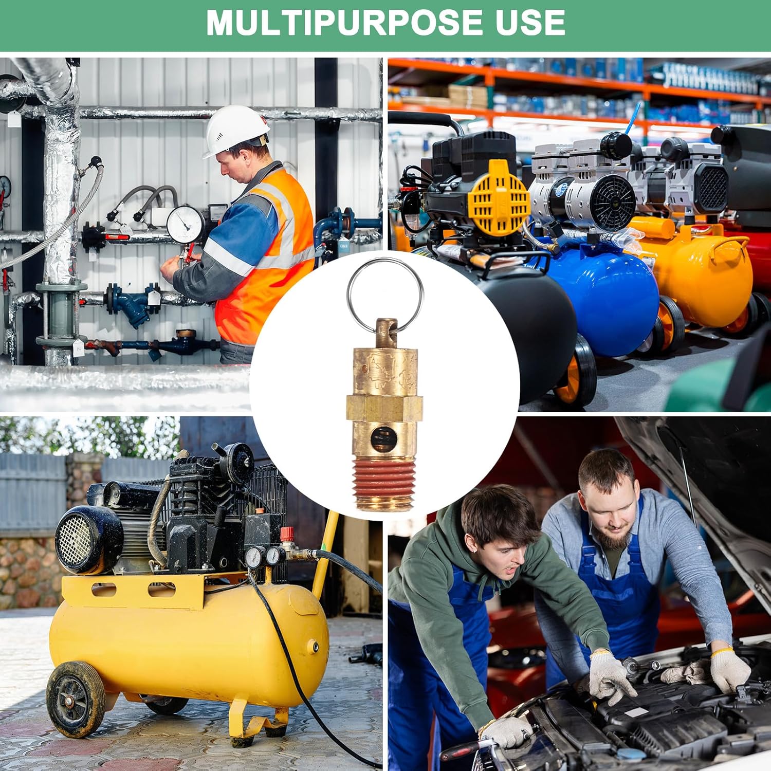 4個パック エアコンプレッサー 圧力リリース 安全弁、1/4インチ NPT オス 270 PSI 真鍮ねじ式自動換気口安全制御バルブ