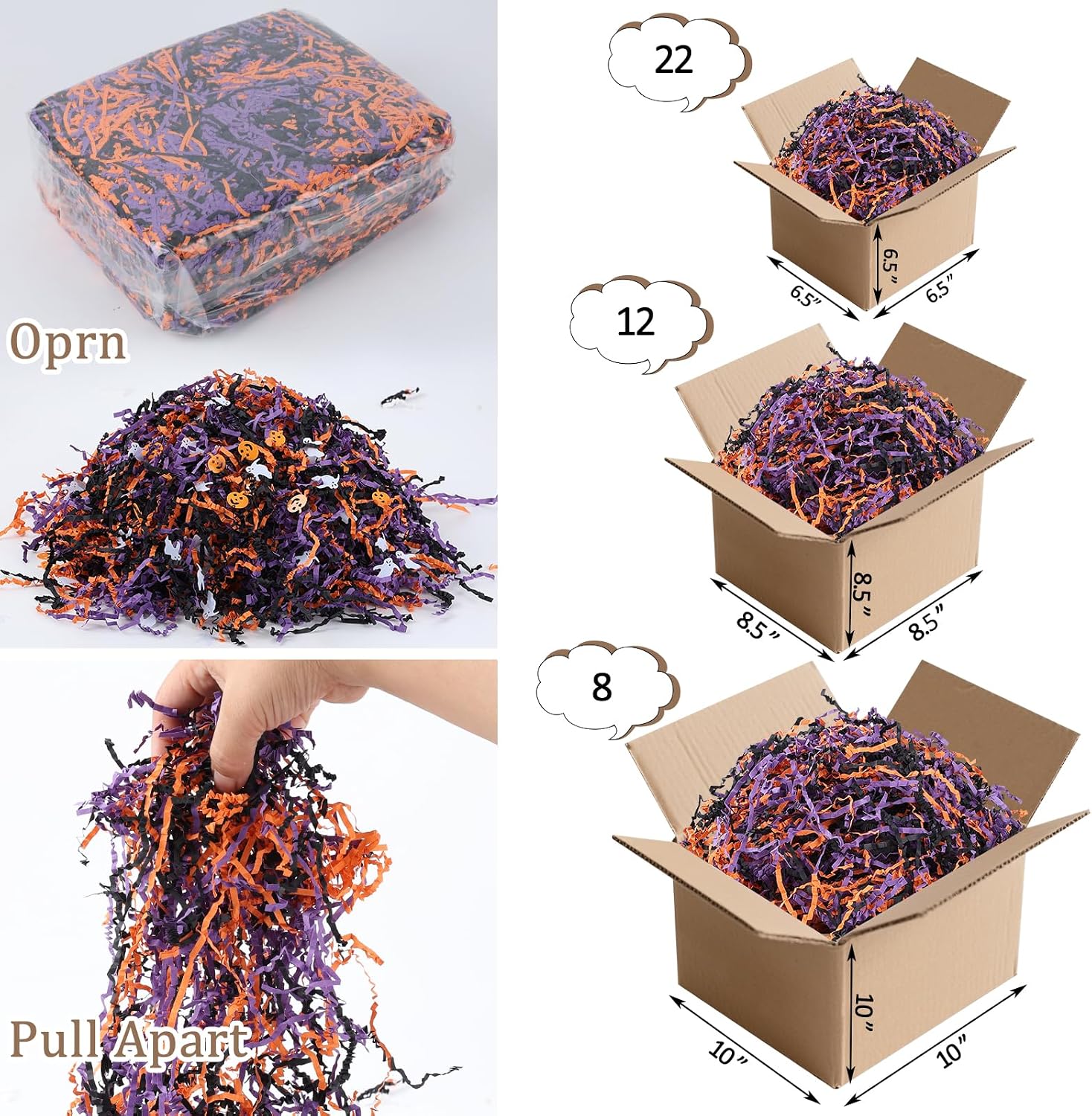 2.5LB/1130g Halloween Crinkle Cut Paper Shred Filler, Raffia Shredded Paper