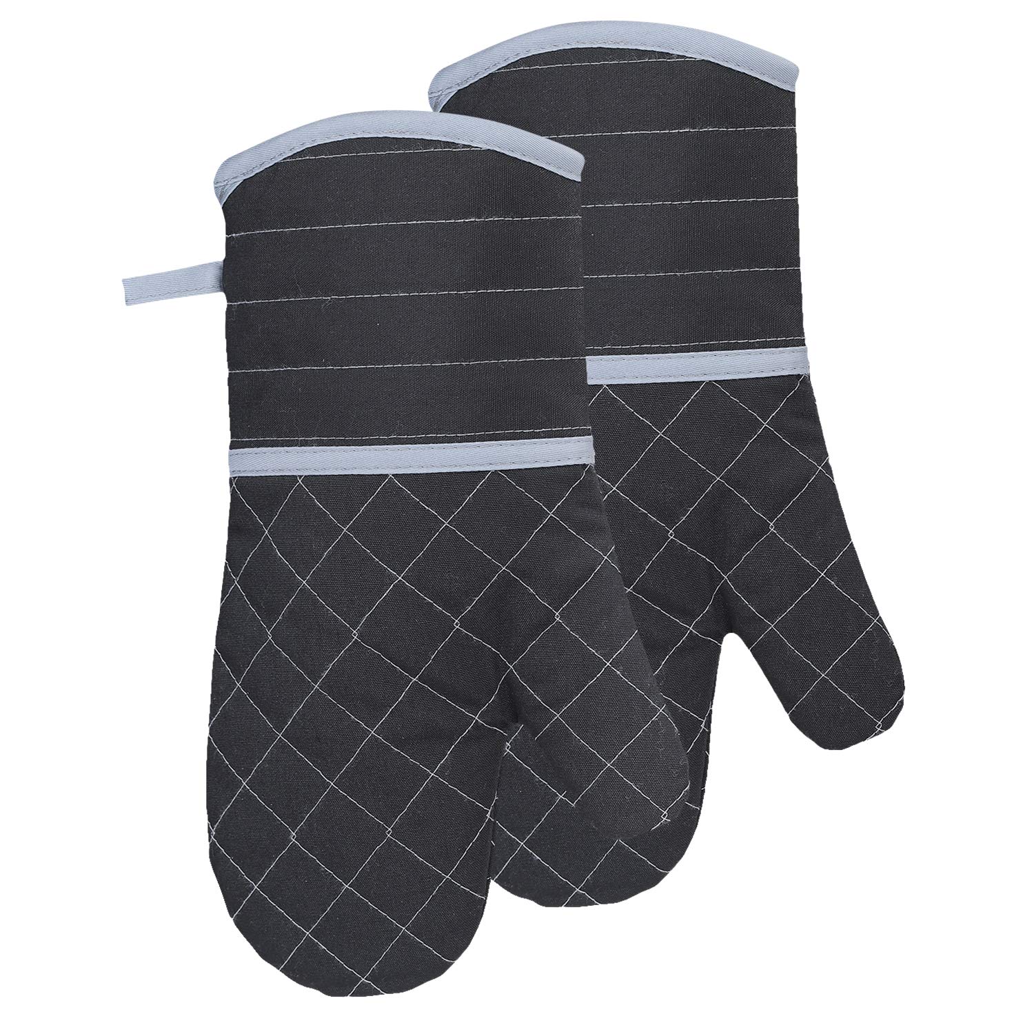 Oven Mitts, Single/ 1 Pair Oven Mitt for Women/Men, Heat Resistant Long Microware Oven Gloves, Flexibility of Pure Canvas and Quilted Lining (Pair)