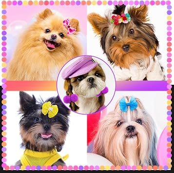100Pcs Dog Hair Bows with Rubber Bands for Small Dogs