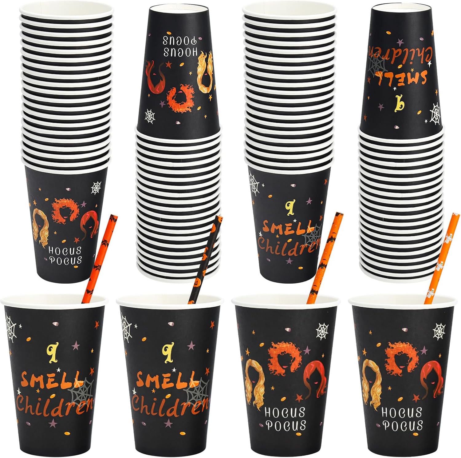 Ainibar 80Pcs Halloween Disposable Paper Cups with Paper