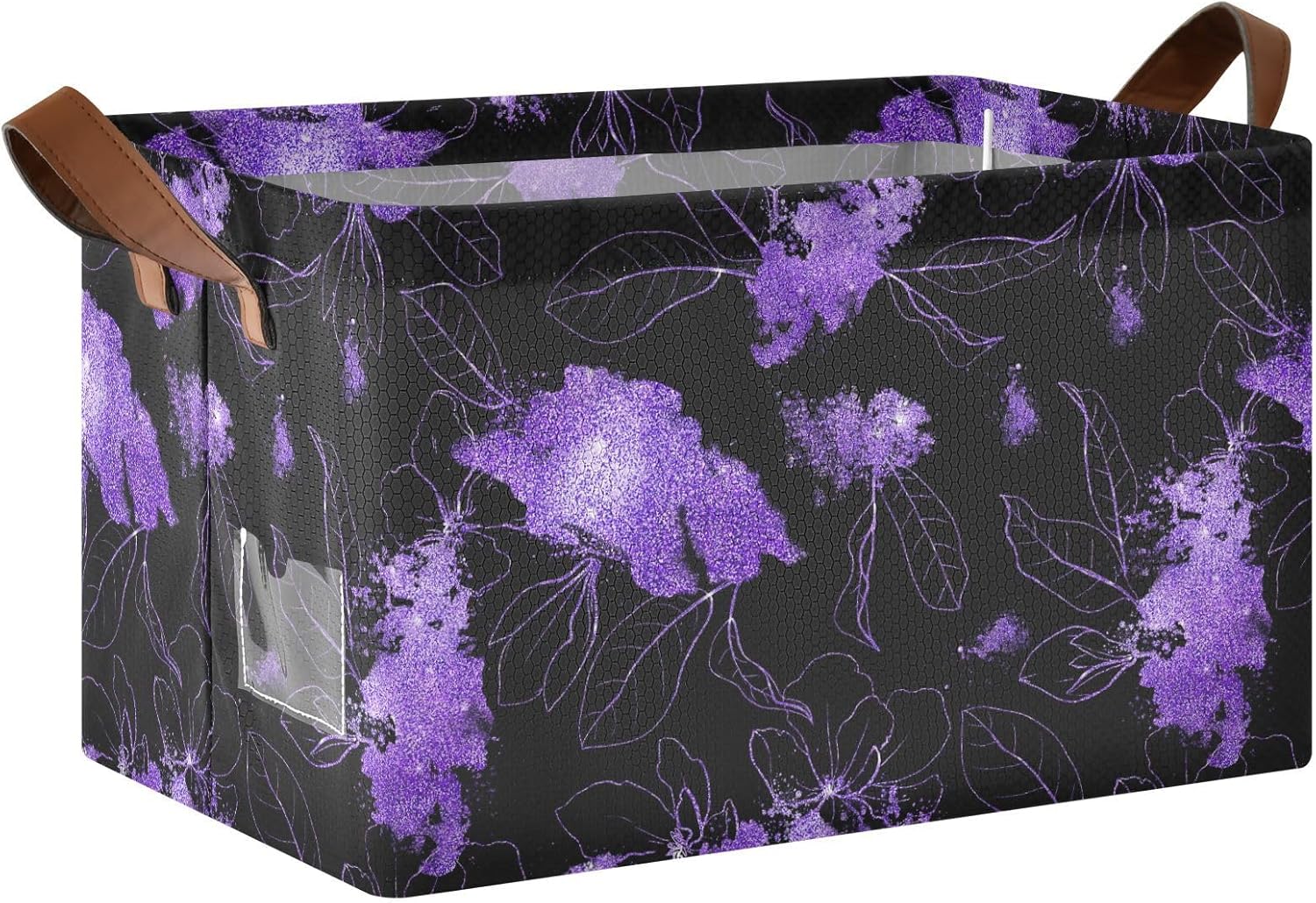 Foldable Storage Bins with Metal Frames Fabric Home Storage Baskets Containers Laundry Hampers Leaf Print(2pack,red)