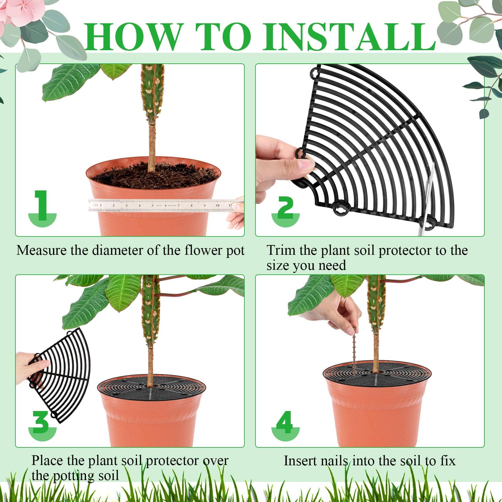 Grille Protection Plante 30 cm,3PCS Grille Protection Plante Chat,Protection Pot de Fleur Ronde,Grilles de Protection pour Pot de Fleurs Cache Plantes Découpable,Protection Pots Animaux pour Compagnie