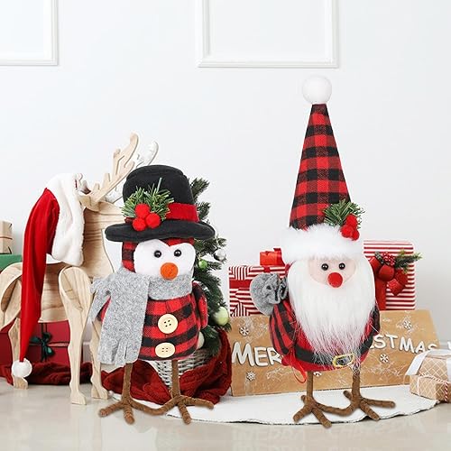 Miniatura 2 de Paquete de 2 decoraciones de pájaros grandes de Navidad, juego de figuras de Navidad de pájaros de tela para adornos de mesa, decoración navideña a