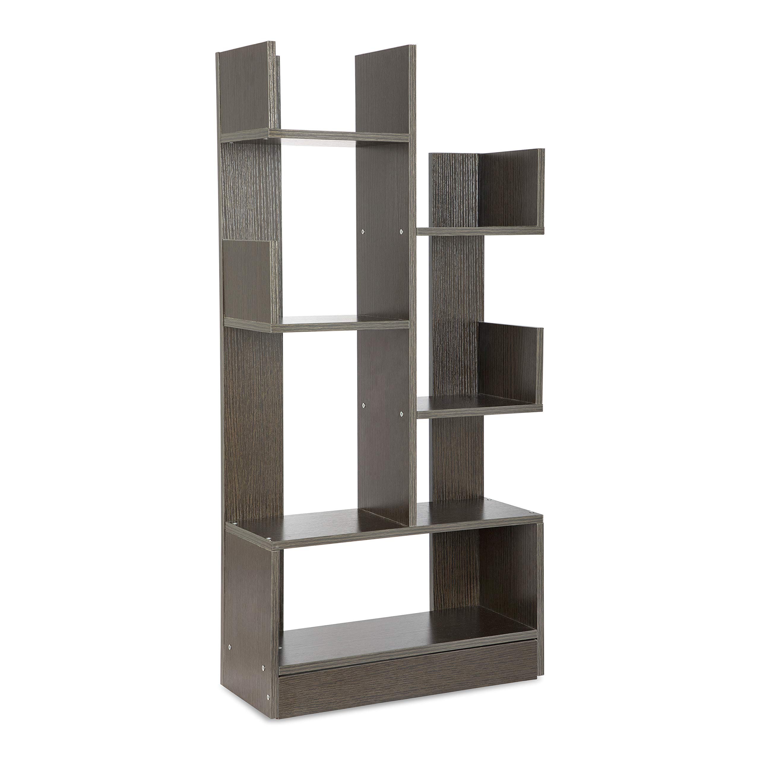 Epicasa Display Book Shelf | 8-Compartment Open Bookshelf | Engineered Wood Storage Unit | Stepped Silhouette Design | for Living Room Bedroom & Home Office-image-5