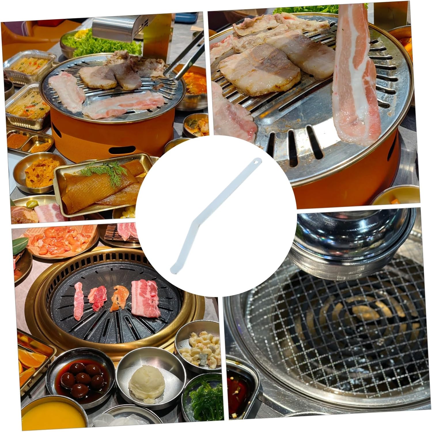 Xmas Bbq Grill Grate Lifting Hook Stainless Steel Silver for Picnics