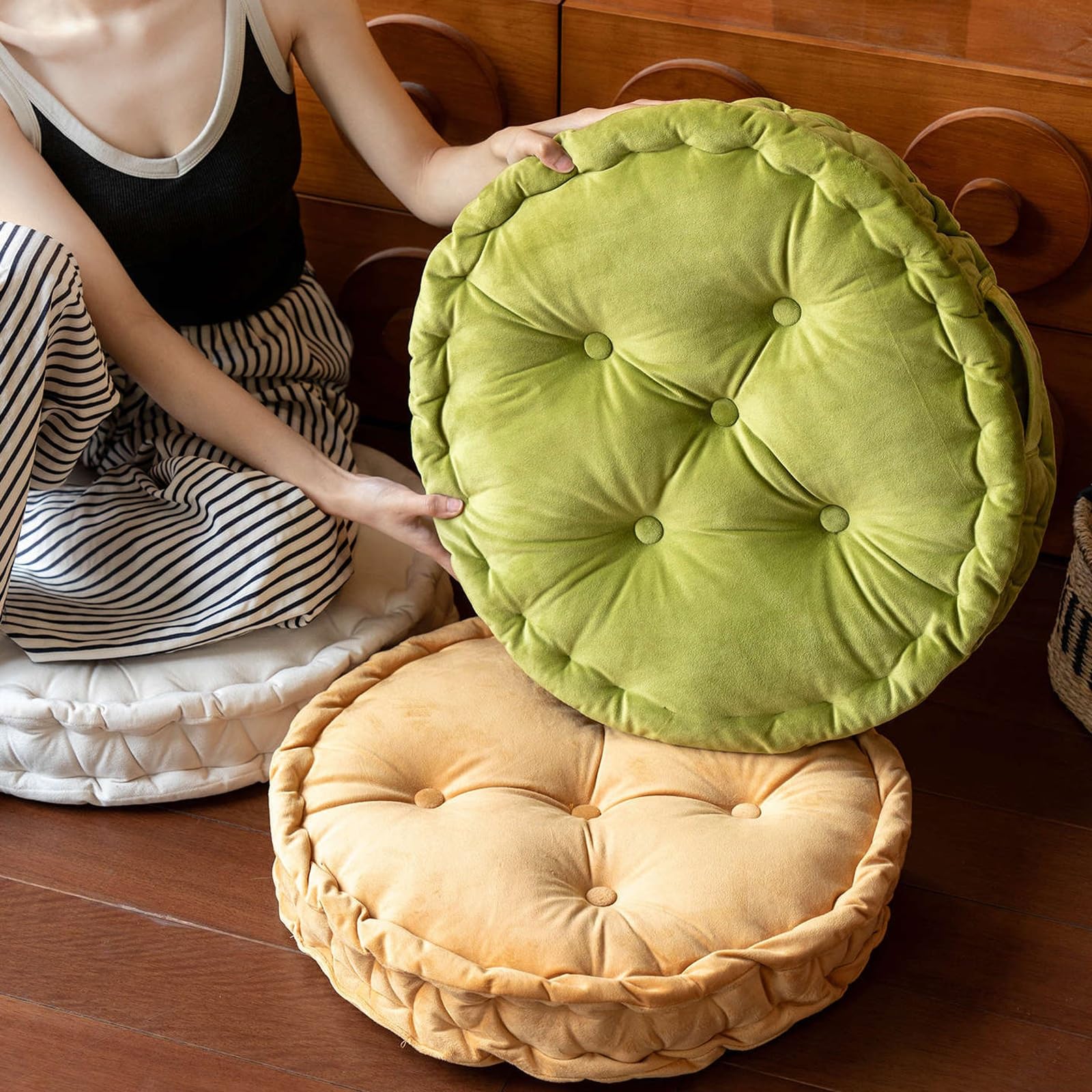Cuscino rotondo all'aperto su ordinazione del pavimento tufted del velluto