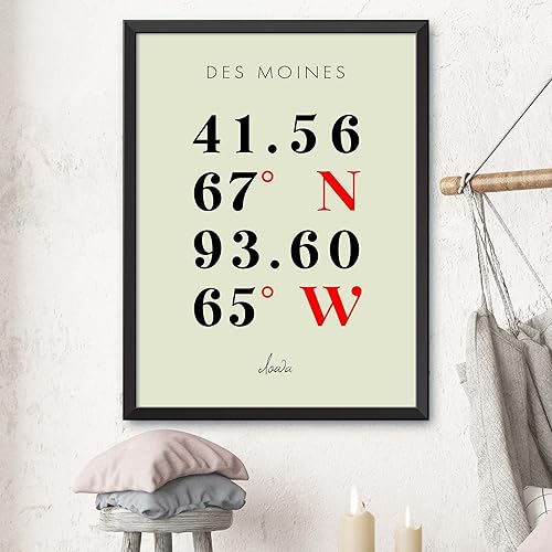 Miniatura 3 de Mapa de Des Moines, Iowa, Coordenadas Multilíneas de Colores (8x10)