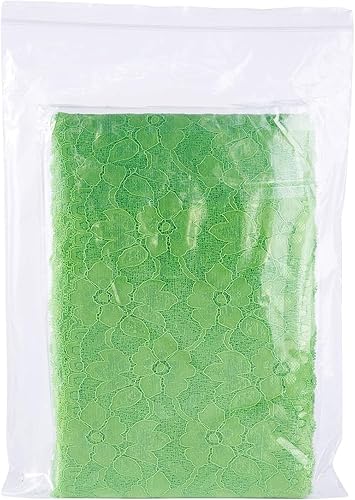 Miniatura 7 de 10 yardas de tela elástica de 6.3 pulgadas (6.3 in) con ribete de encaje elástico de flores de lima, patrón floral de tul, cintas bordadas de encaje