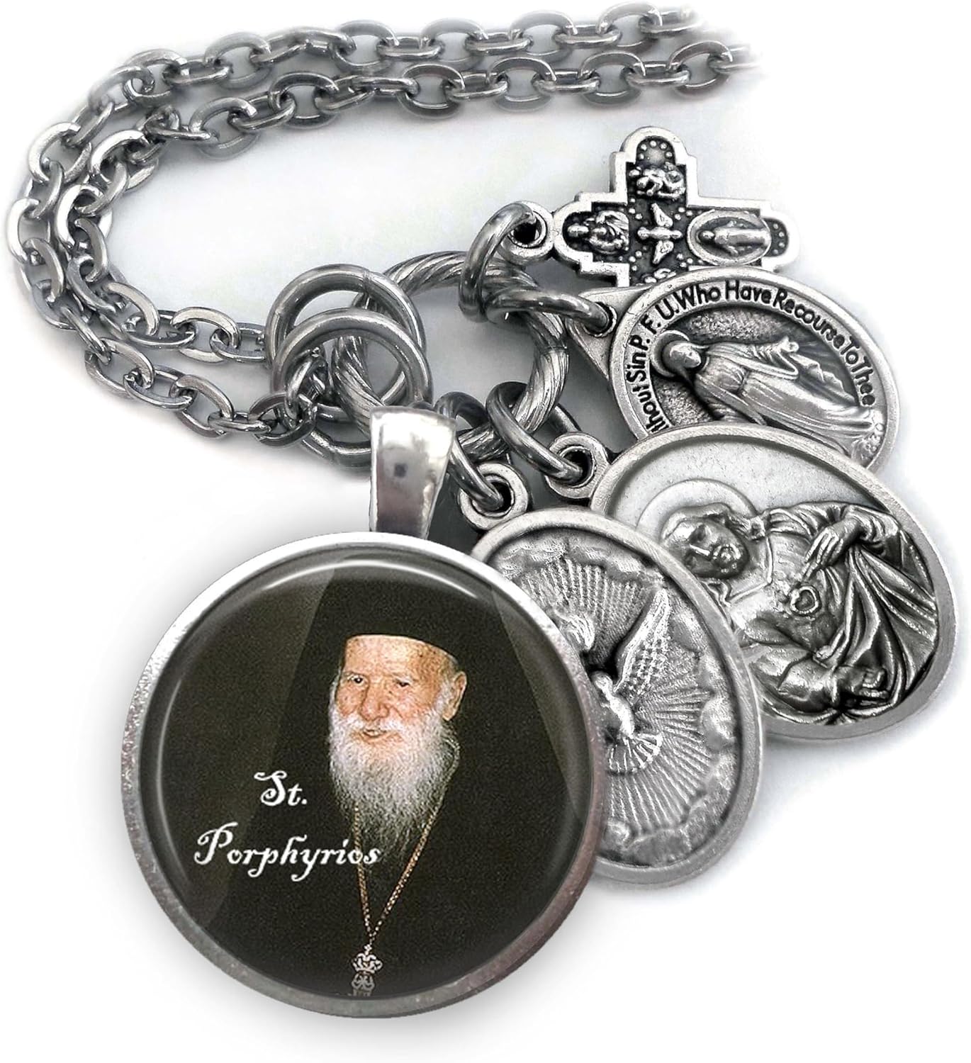 St. Porphyrios Keyhain, Necklace or Clip, Patron Saint, Orthodox Religious Gift