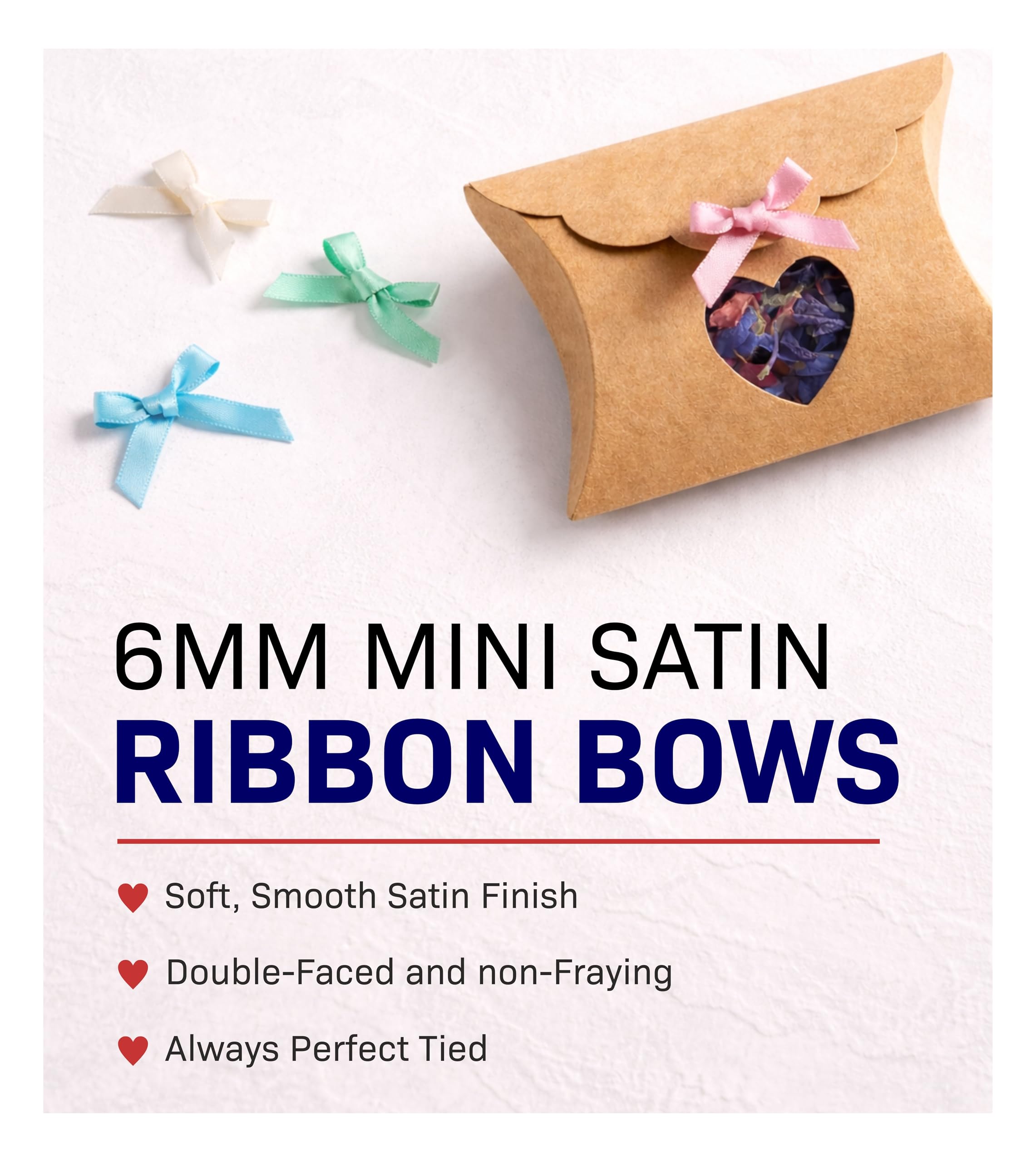 TOWNBUS - Multi-Colour Mini Ribbon Bows 6mm (Pack of 100) | Pre-Tied Decorative Satin Bows for Gift Wrapping, Packaging, Decoration, Crafts & Wedding Favors 2