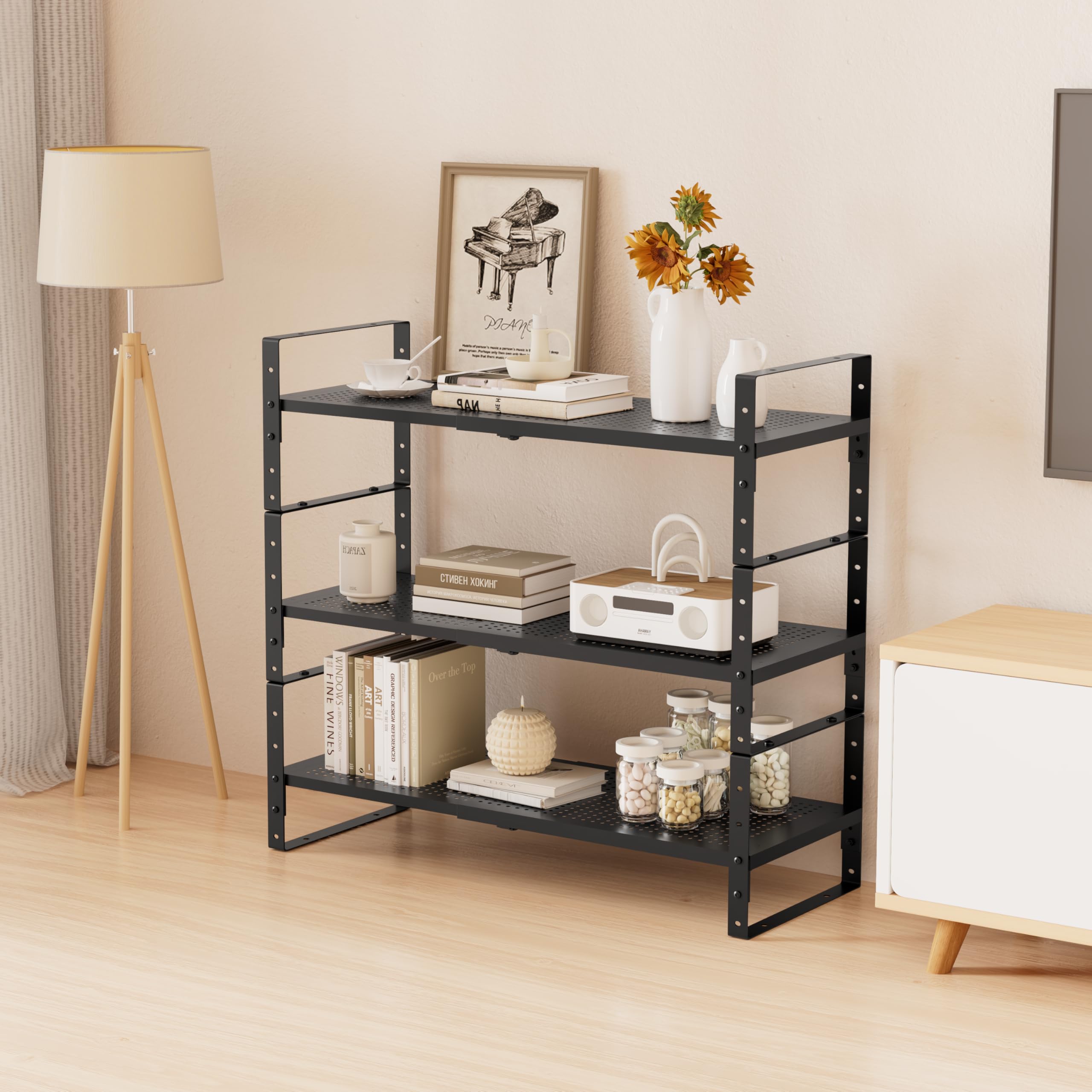 Zapatero de metal multifuncional, ahorra espacio, perfecto para entrada, armario, baño, etc. - Resistente y duradero, alta capacidad de peso (2 paquetes/negro/mediano)