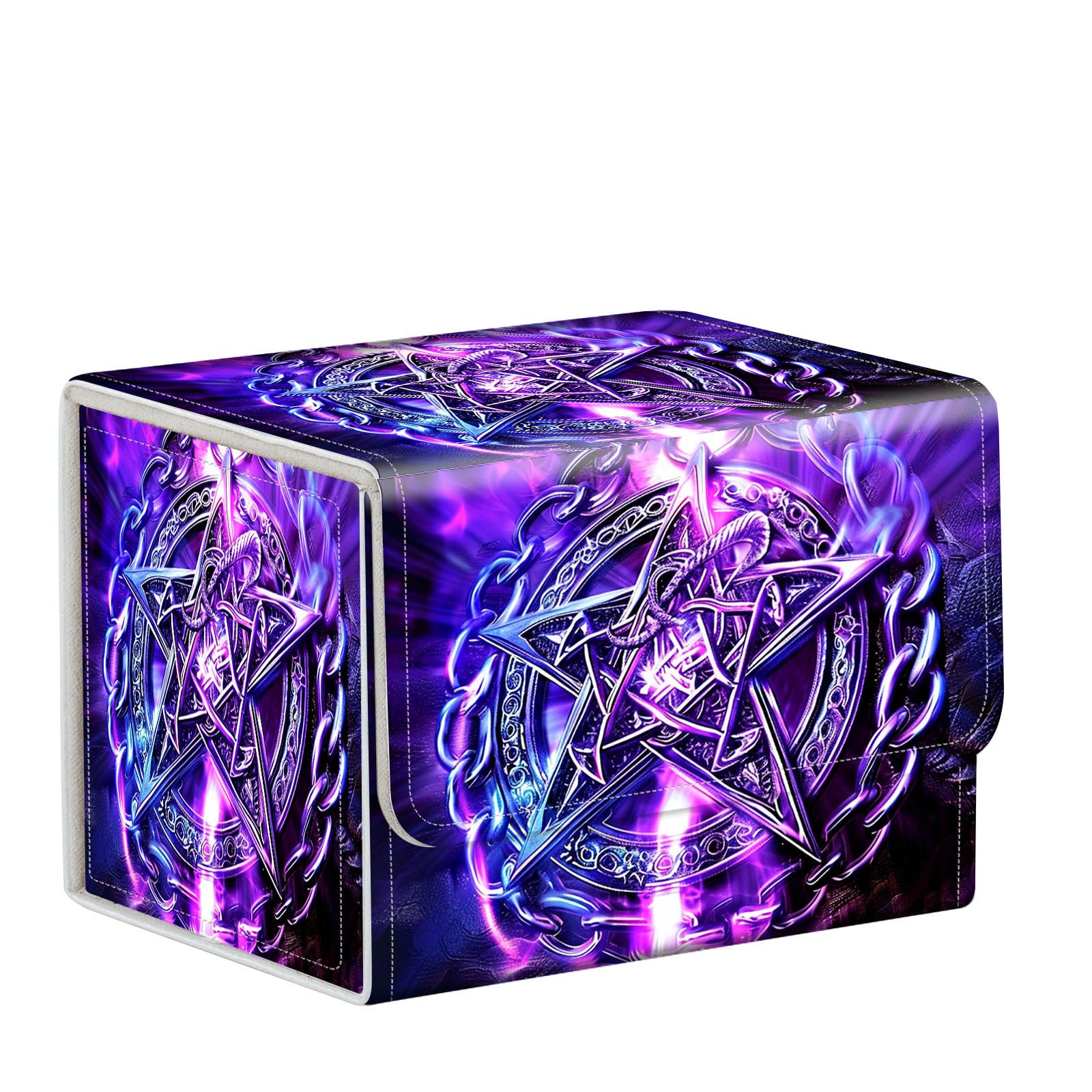 ETLKJVBL for MTG Card Storage Solution - for MTG Card Box and Commander Decks, High Capacity Anime Card Sleeves for Mtg Deck Box,Silver Pentagram with Purple Light