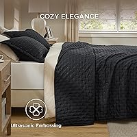 Vista 4 de Bedsure - Juego de colcha tamaño Queen/matrimonial, ultrasónico suave, diseño de trébol, colcha ligera para todas las estaciones