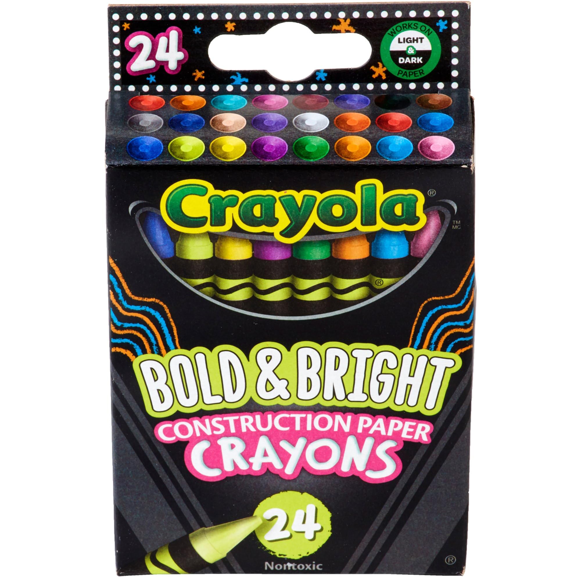 Crayola® Bold And Bright Construction Paper Crayons, Assorted Colors, Pack Of 24 Crayons