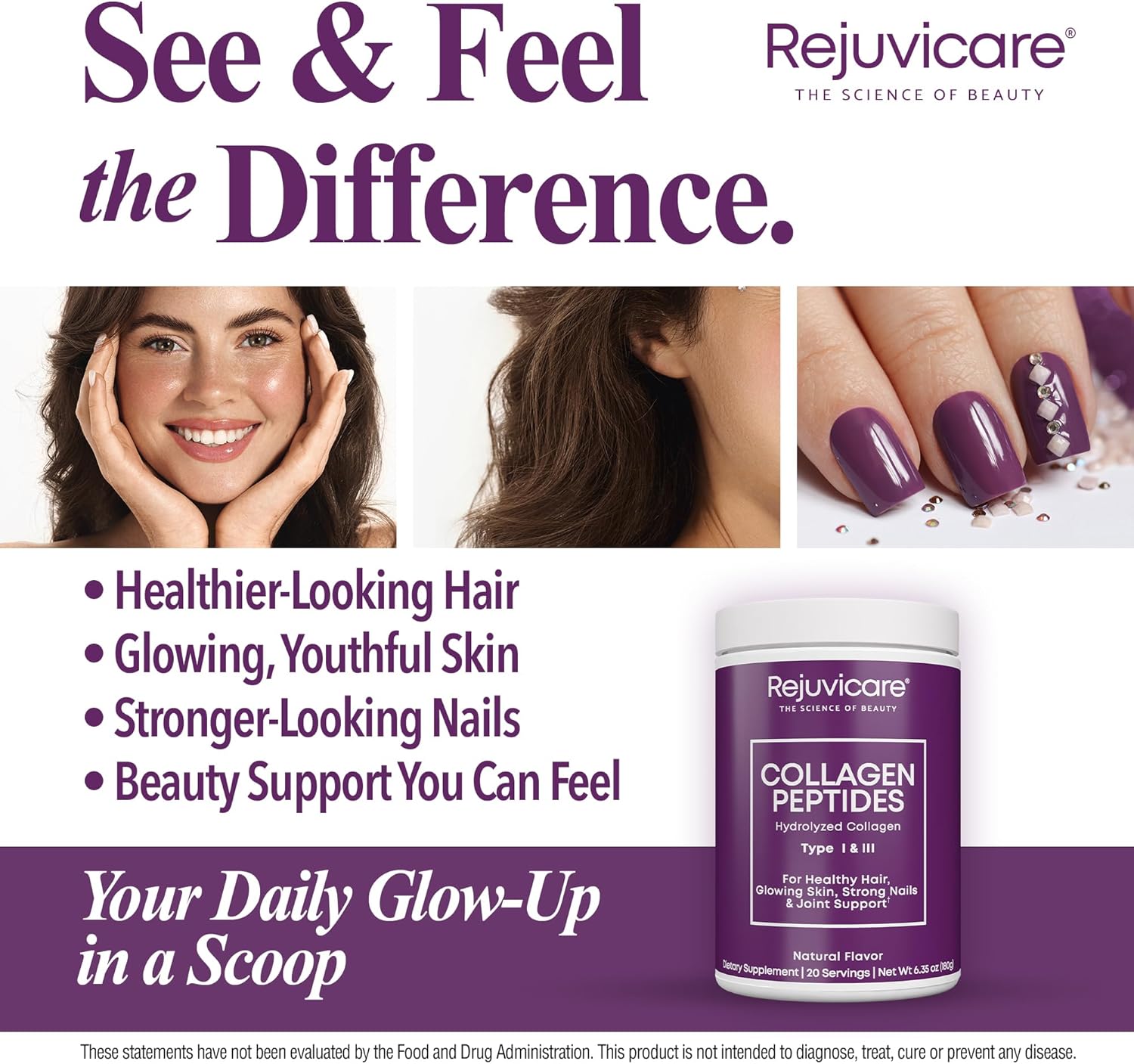 Collagen Peptides Powder – Type I & III Hydrolyzed Collagen, 9g Protein per Serving – Unflavored, Hair, Skin & Nail Support – Keto Friendly, Non-GMO, 20 Servings - Image 6