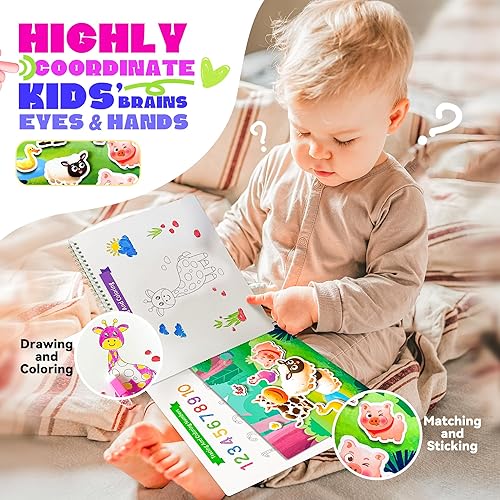 Miniatura 3 de BELLOCHIDDO Montessori - Libro ocupado para niños pequeños, libros de actividades de aprendizaje preescolar, libros de actividades de aprendizaje