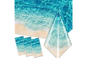 CMUSKO Ocean Waves Tablecloth, 3Pcs Summer Beach Pool Party Decorations Tablecloth