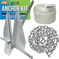 Vista 1 de Kit de anclaje para lancha pesada Fluke Anchor con cadena de anclaje y cuerda de anclaje para lancha para incluir anclajes de barco para barcos