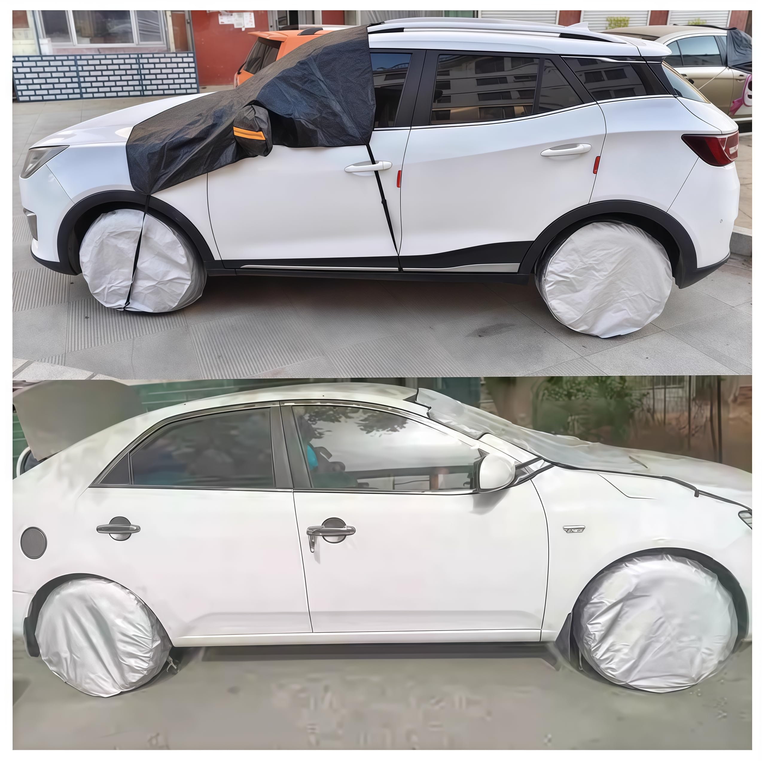 4 pezzi Copertura di protezione in argento per pneumatici Copriruota impermeabile per camper Copriruota in fibra di poliestere per 27-29 pollici Diametro pneumatico Auto Jeep Rv Suv Rimorchio per cami