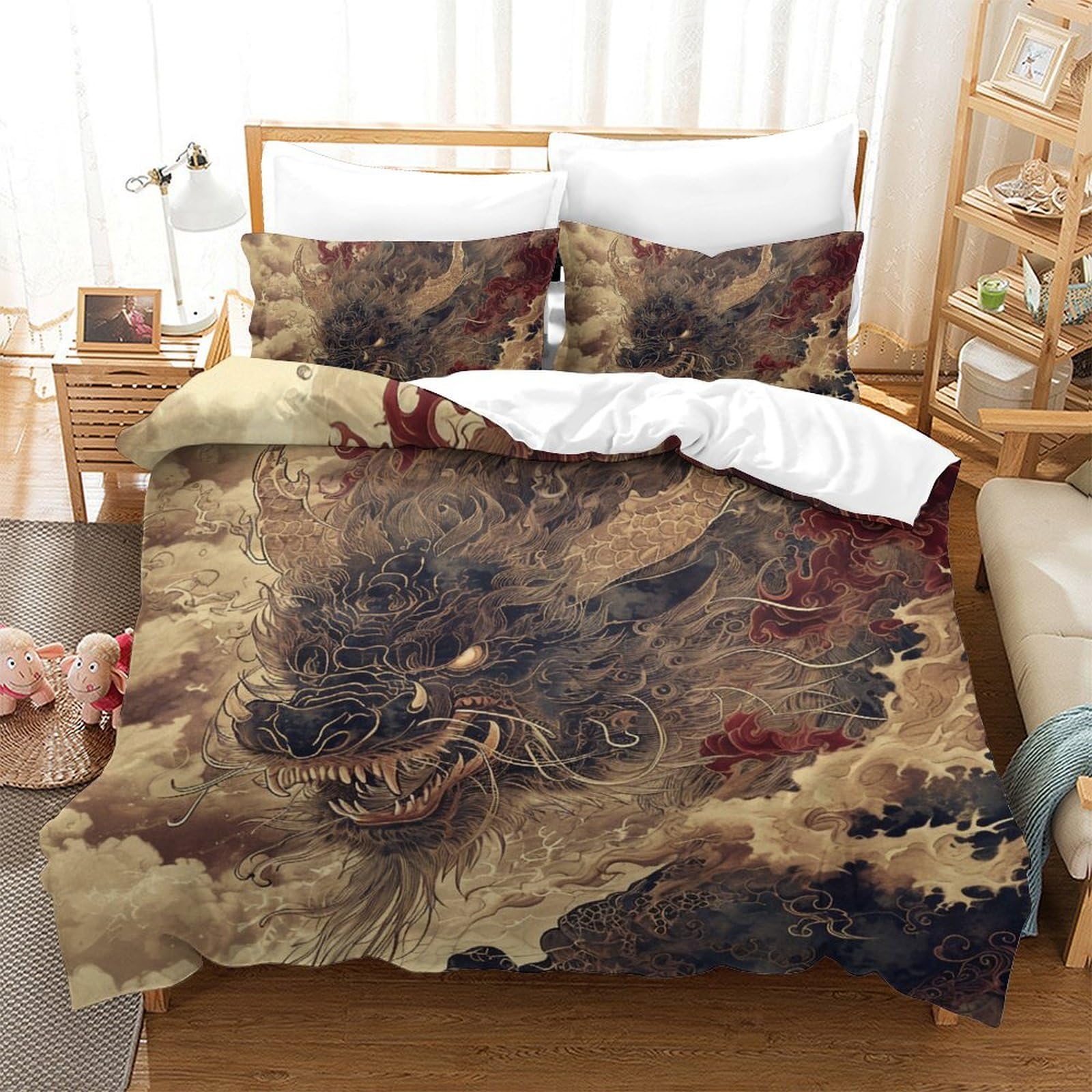 Parure de lit dragon en microfibre douce premium 200x200