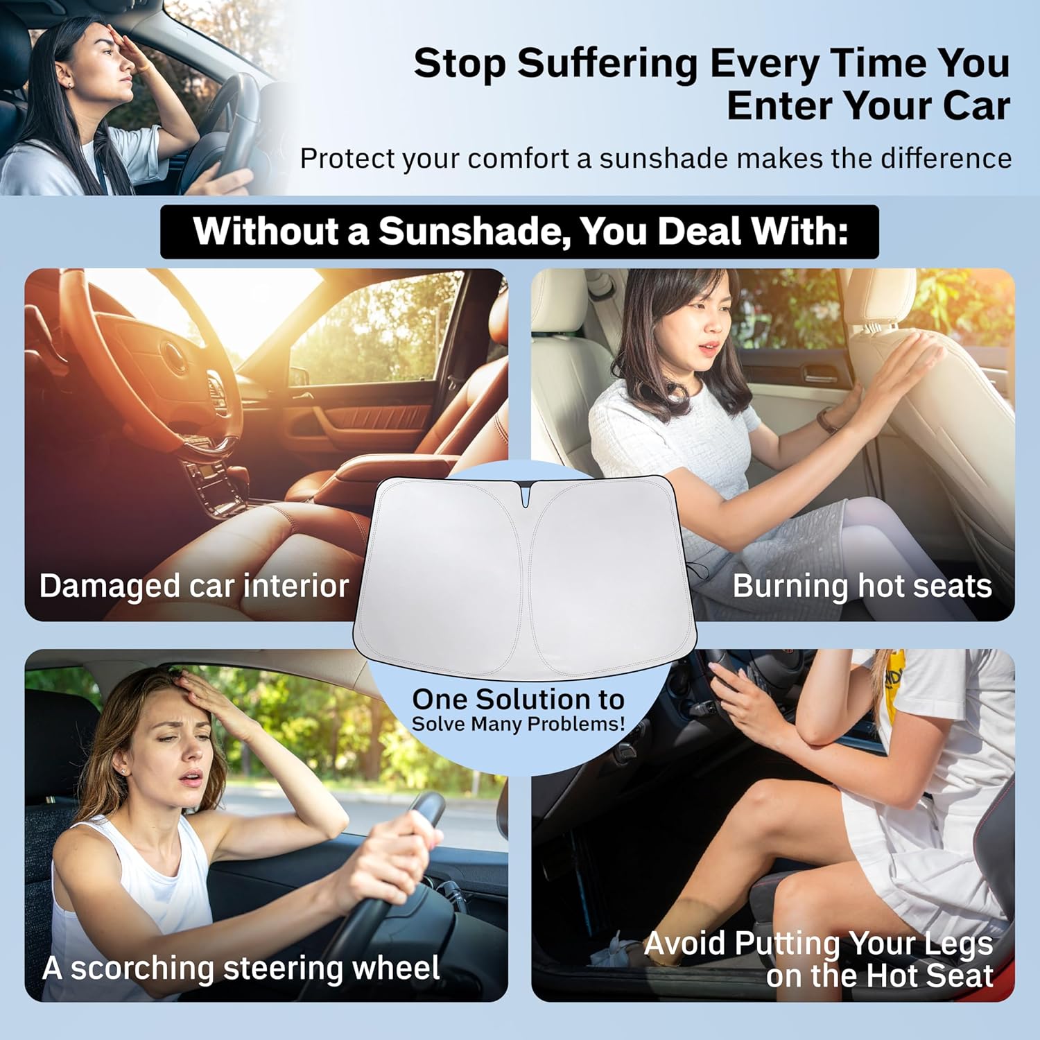 EcoNour 車用フロントガラス用サンスクリーン | コンパクトな折りたたみ式シェード