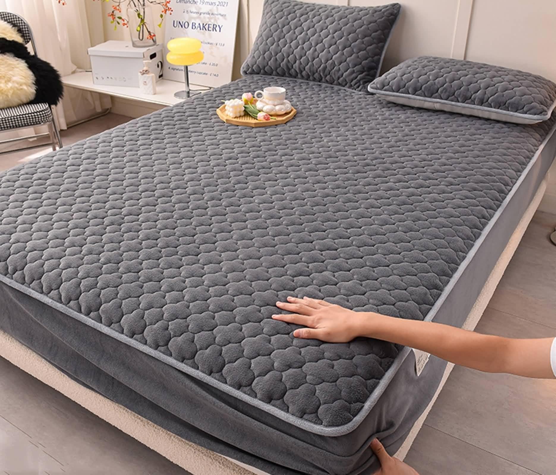 Sábana encimera de microfibra plana gris oscuro 150 x 200 cm color sólido con patrón floral con textura no funda de almohada para otoño moderno